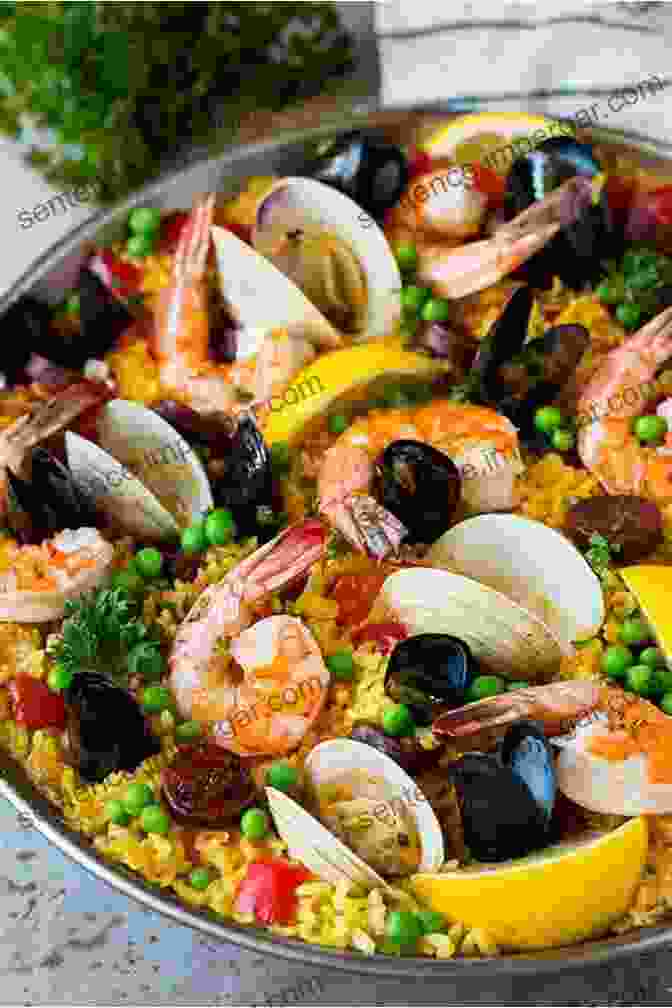 A Traditional Paella Dish With Seafood And Vegetables Start Spanish Kitchen To Cook: Original Traditional Recipes With Chicken: Spanish Kitchen Food